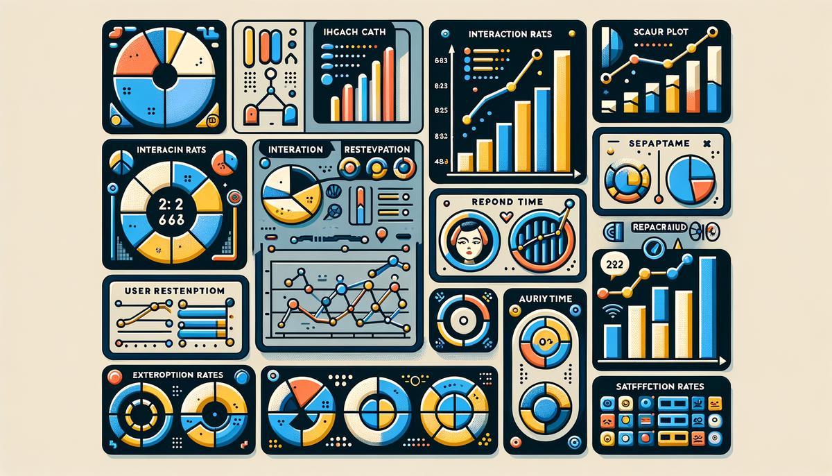 Image showing different charts and graphs representing chatbot success metrics for visually impaired