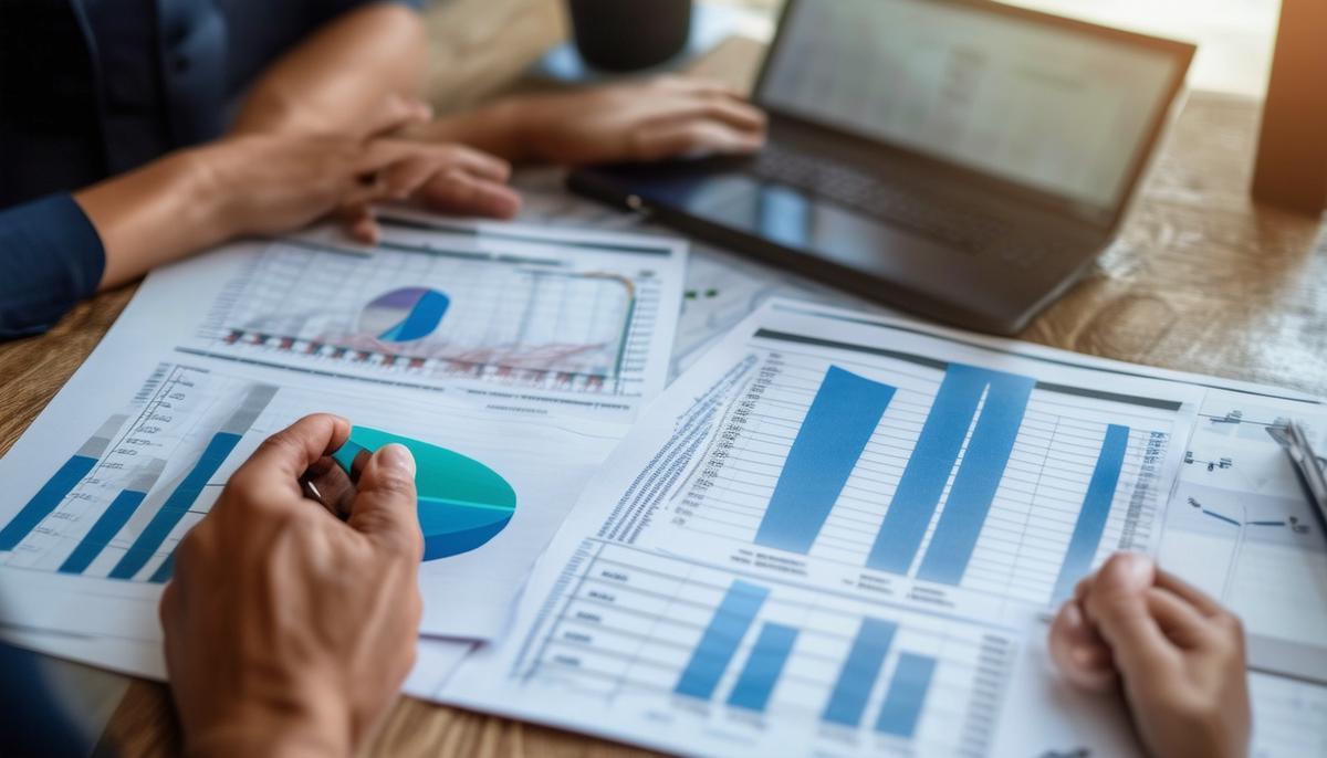 A business owner comparing cost charts of traditional employees versus virtual assistants