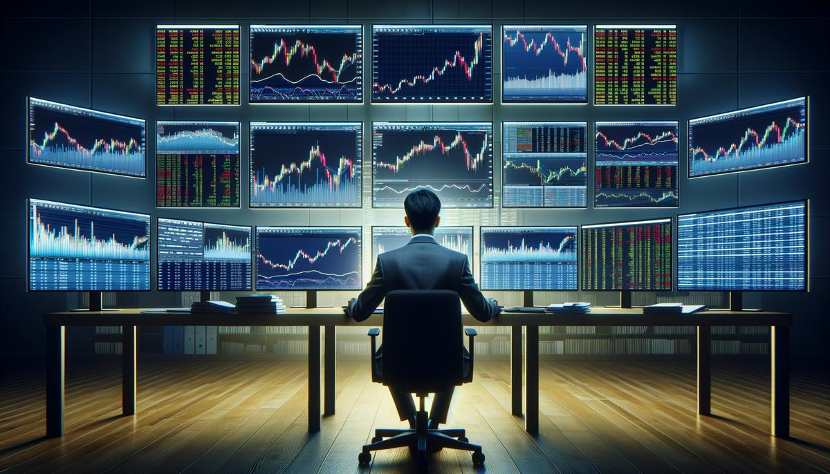 A person reviewing a diverse portfolio of dividend stocks on multiple computer screens. passive income tips.