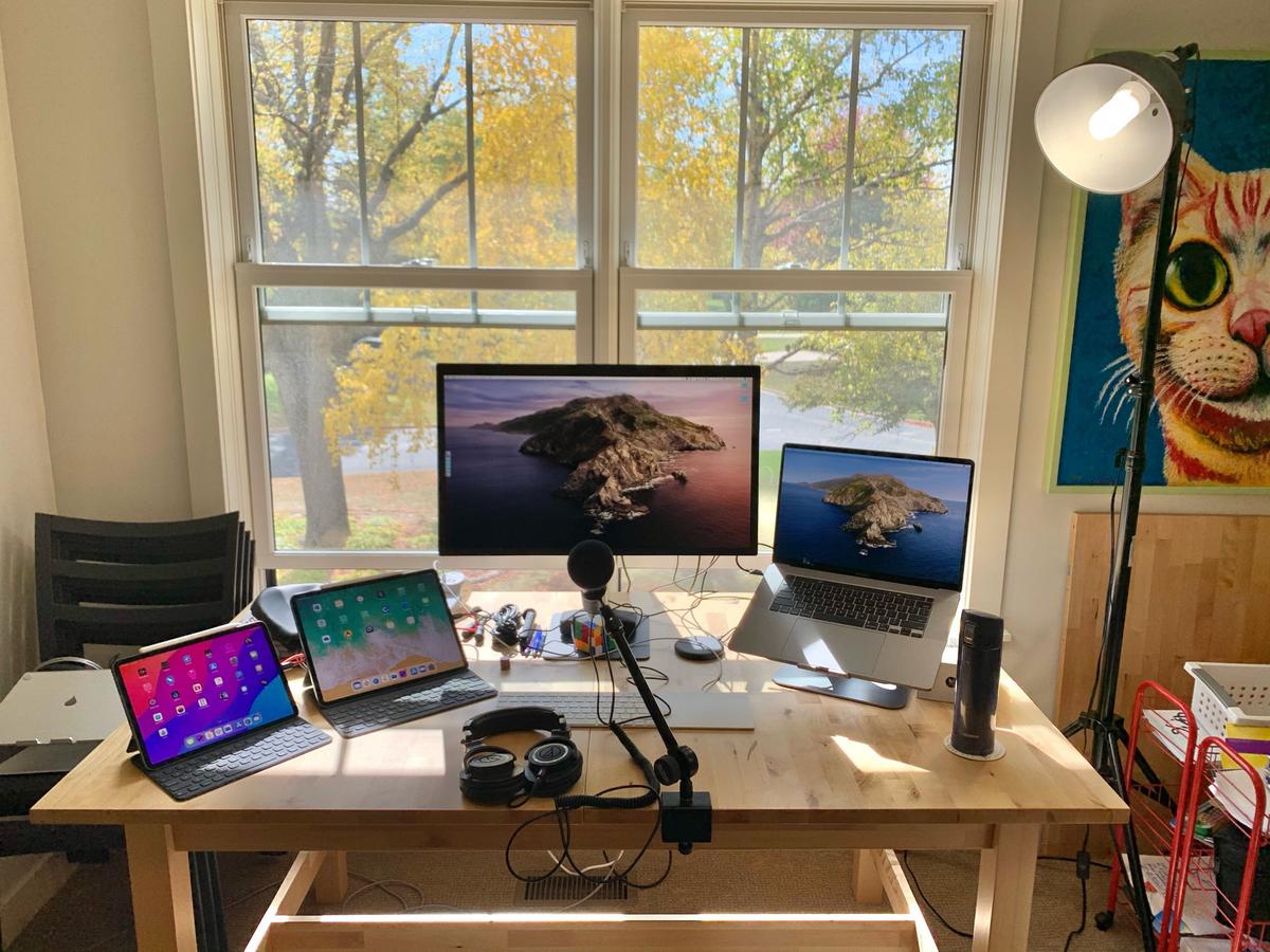 A well-organized home office setup for remote interviews