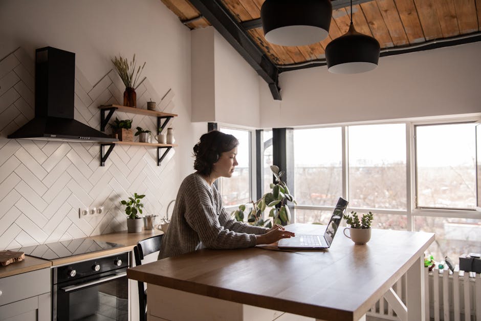 A person working comfortably from a home office, looking relaxed and productive